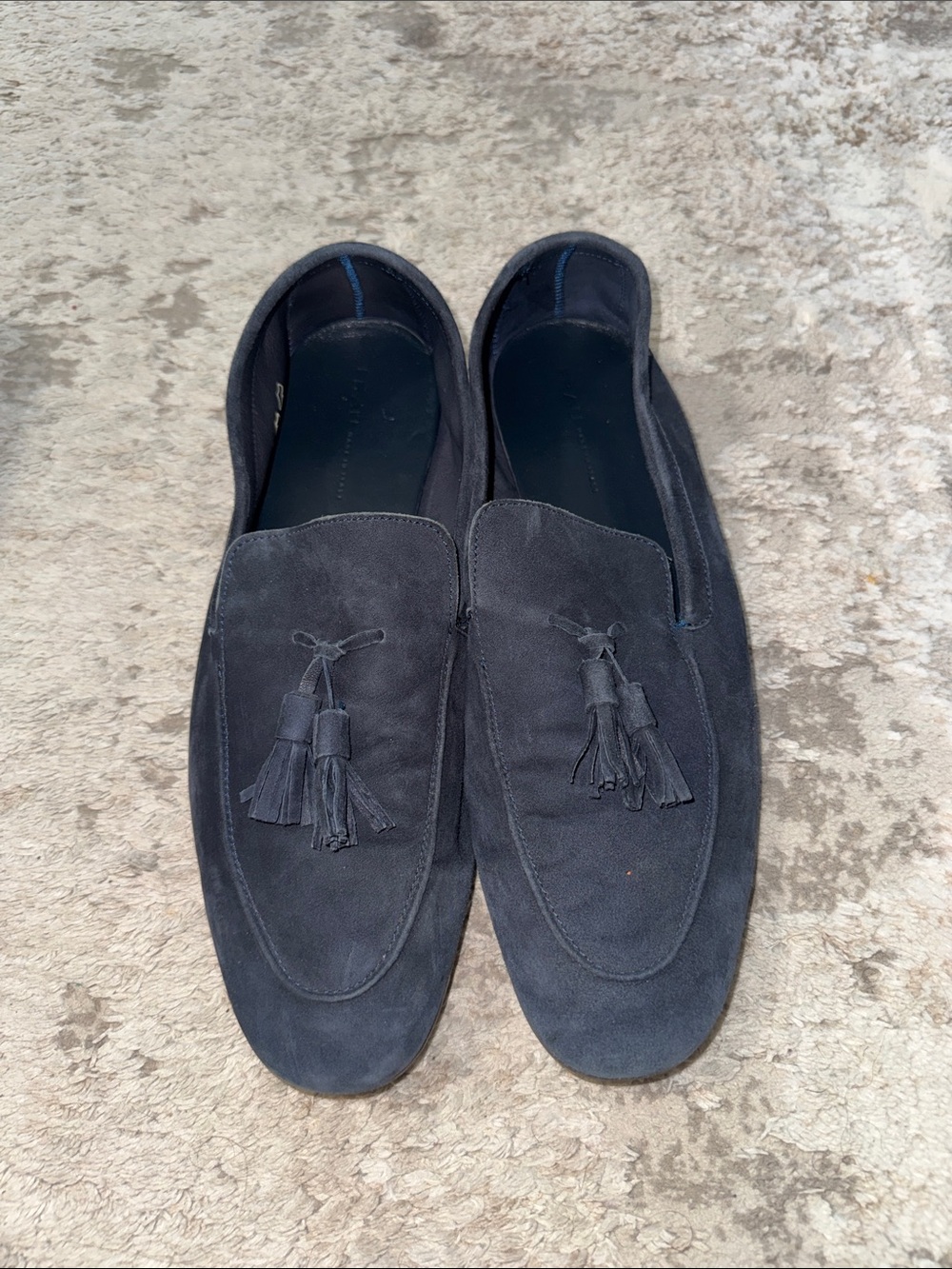 Dark Blue Suede Tassel Slip-On Loafers